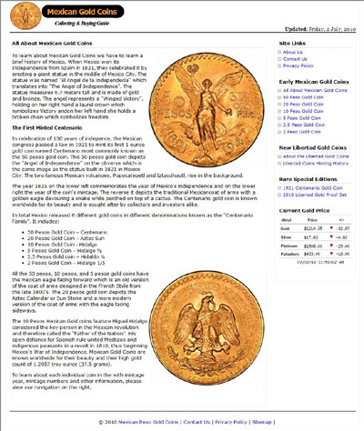 Mexican Peso Gold Coins Miguel Mayorga 's Index Page